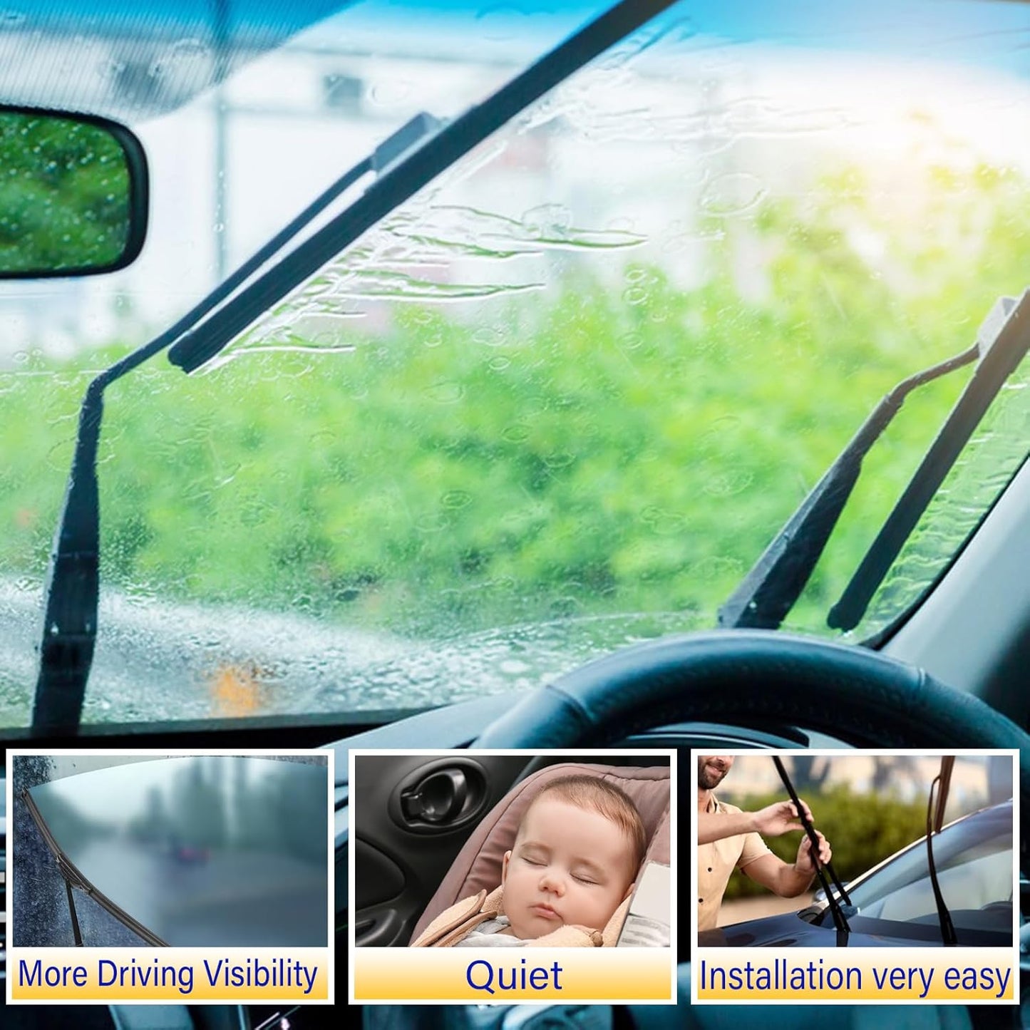 3 wipers Replacement for 2015-2021 Kia Sedona/2021 2020 2022 2023 Kia Telluride, Windshield Wiper Blades Original Equipment Replacement - 26"/18"/13" (Set of 3) U/J HOOK