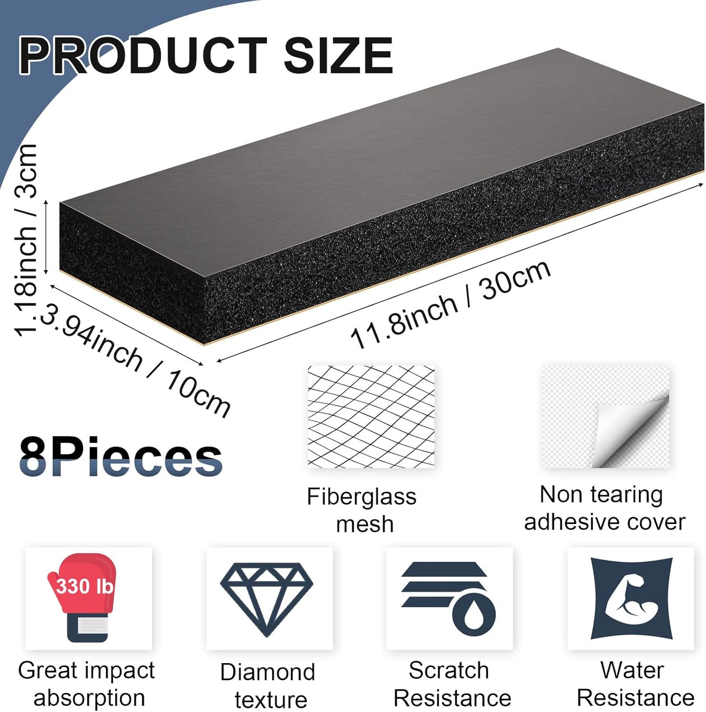 Newwiee 8 Pack Garage Wall Protector, Garage Bumpers for Parking Car Anti Collision Wall Guard Self Adhesive EVA Foam Pole Padding for Warehouse Parking, 11.81 x 3.94 x 1.18 Inch