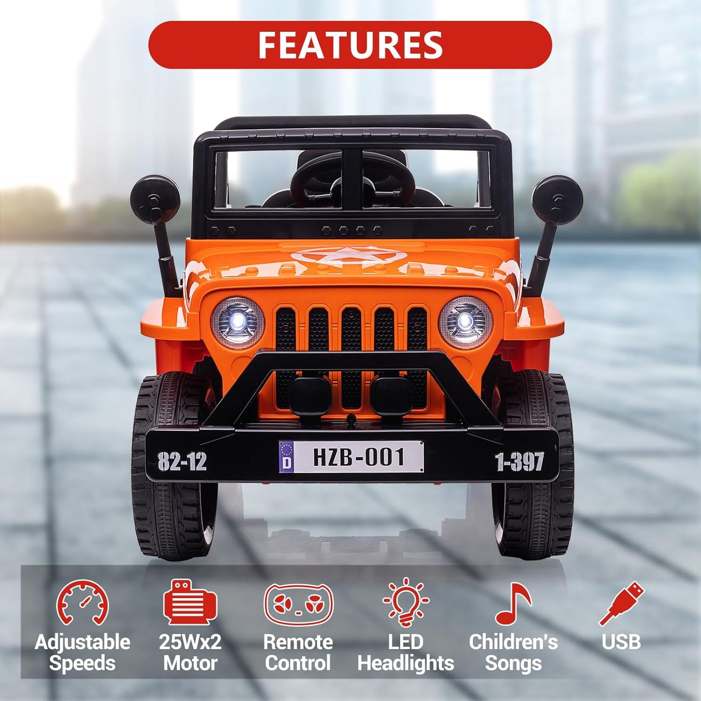 Ride On Car,12V Electric Car for Kids with Remote Control, MP3, LED Headlights, 2 Motors, Double Doors, Safety Belt, Ride On Toys for Boys Girls