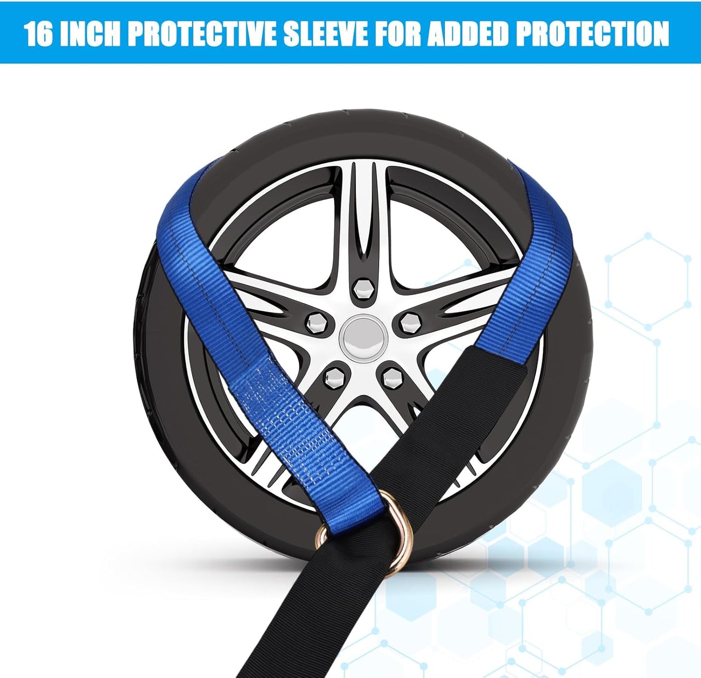 8Pack 2'' X 8ft Tow Truck Straps Lasso Wheel Lift Straps Lasso Tow Strap with D Ring 11, 000 Lbs Break Strength Auto Tie Down Auto Hauler for Trailer Truck Tie(Blue)