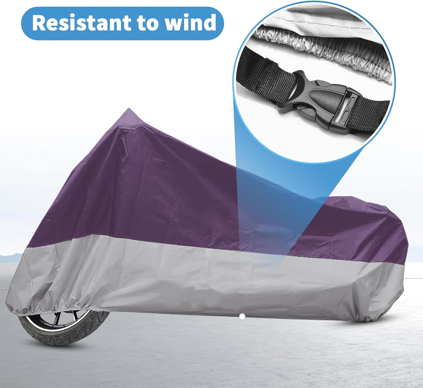 X AUTOHAUX Motorcycle Cover for Harley Davidson for Honda for Suzuki All Season Waterproof Outdoor Protection Motorbike Cover Fits Up to 104.33'' Motorcycles Cover XXL Purple Silver Tone