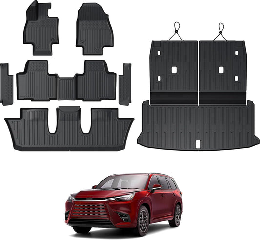 Floor Mats for 2024 2025 Lexus TX, Cargo Liner with Backrest Mat, All Weather TPE Full Mat Set for 2025 TX350 TX500 TX550+ Accessories