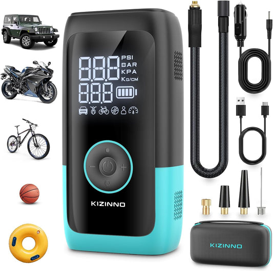 Tire Inflator Portable Air Compressor, Ultra Fast Dual-Cylinder Air Pump for [Pickup & Large Car Tires] with Fine-Tune Mode, Pressure Gauge, 12000mAh&45W Fast Charge fits MPV, SUV, Cars, Motor