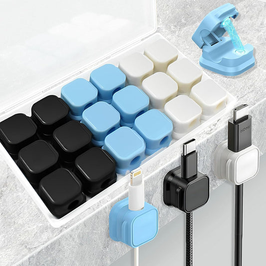 18 Pack Cord Organizer Holder,Magnetic Cable Clips Management,Easy Strong Adhesive Phone USB Charger Cord,Hide Or Organize Desk Cable for Kitchen,Office,Car,Nightstand（3Colors）