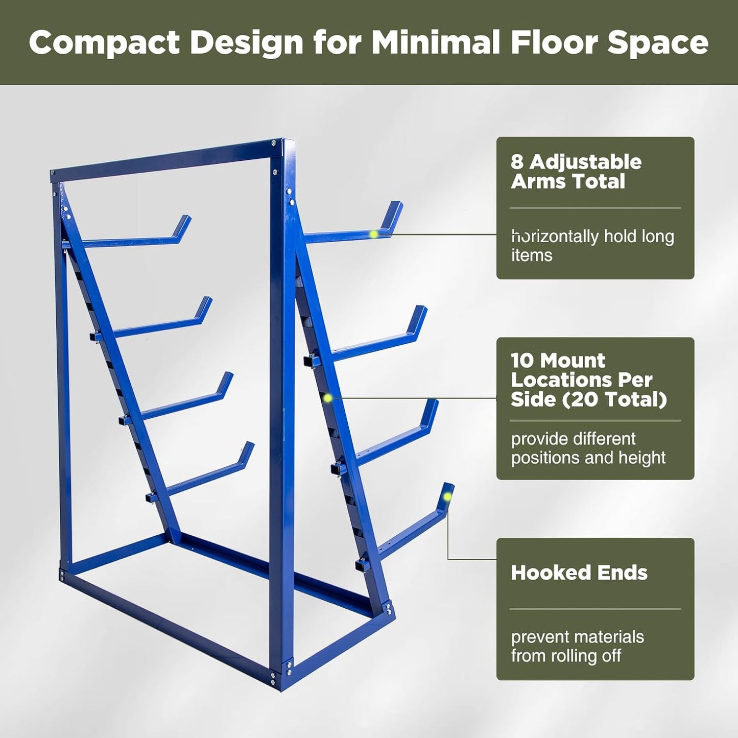 4 Tier Steel Horizontal Storage Rack, Heavy Duty Free Standing Bar Storage Cantilever Rack, Adjustable Pipe Storage Rack,4-Level Wood Lumber Shelf Organizer for Garage Workshop Shed, 2000 lbs Capacity