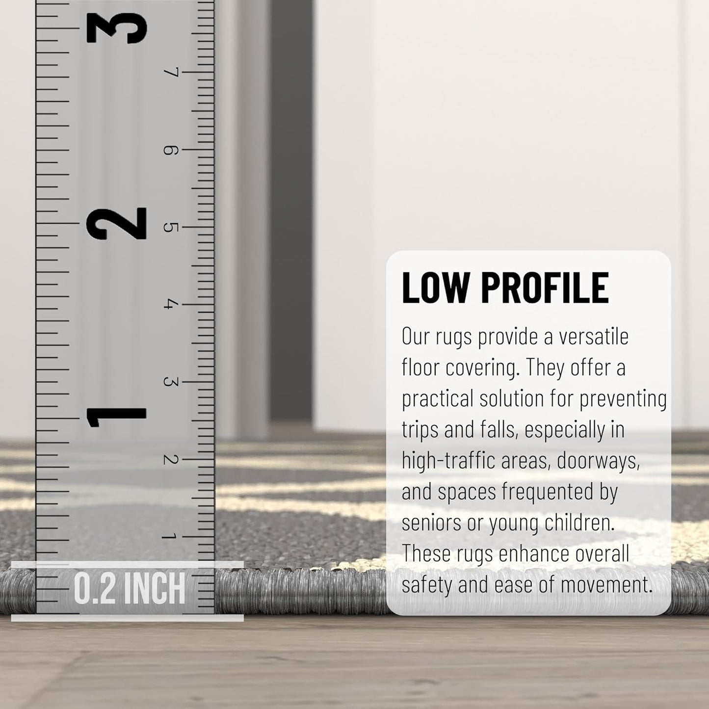 Ottomanson Hallway Runner Rug 20" x 59" Non Slip Trellis Area Rugs Easy to Clean Laundry Rug Runner Durable & Pet Friendly Floor Carpet Runners for Hallways Entryway Living Room Kitchen, Gray