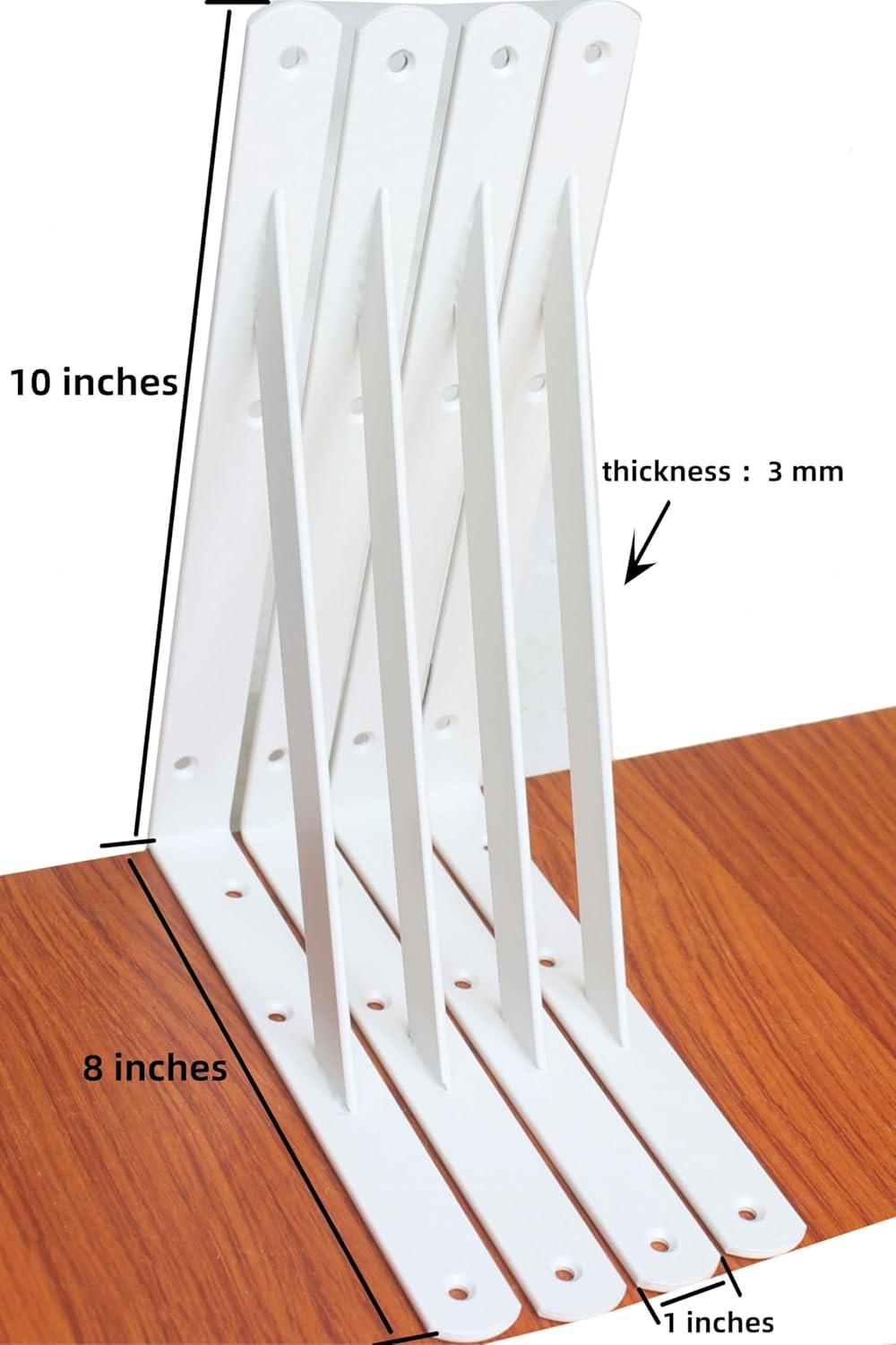 12 Pack L10 x H 8" White Heavy Duty Shelf Brackets with Screws Metal Shelf Brackets Shelf Support Angle Brackets for Shelves L Brackets Heavy Duty Floating Shelf