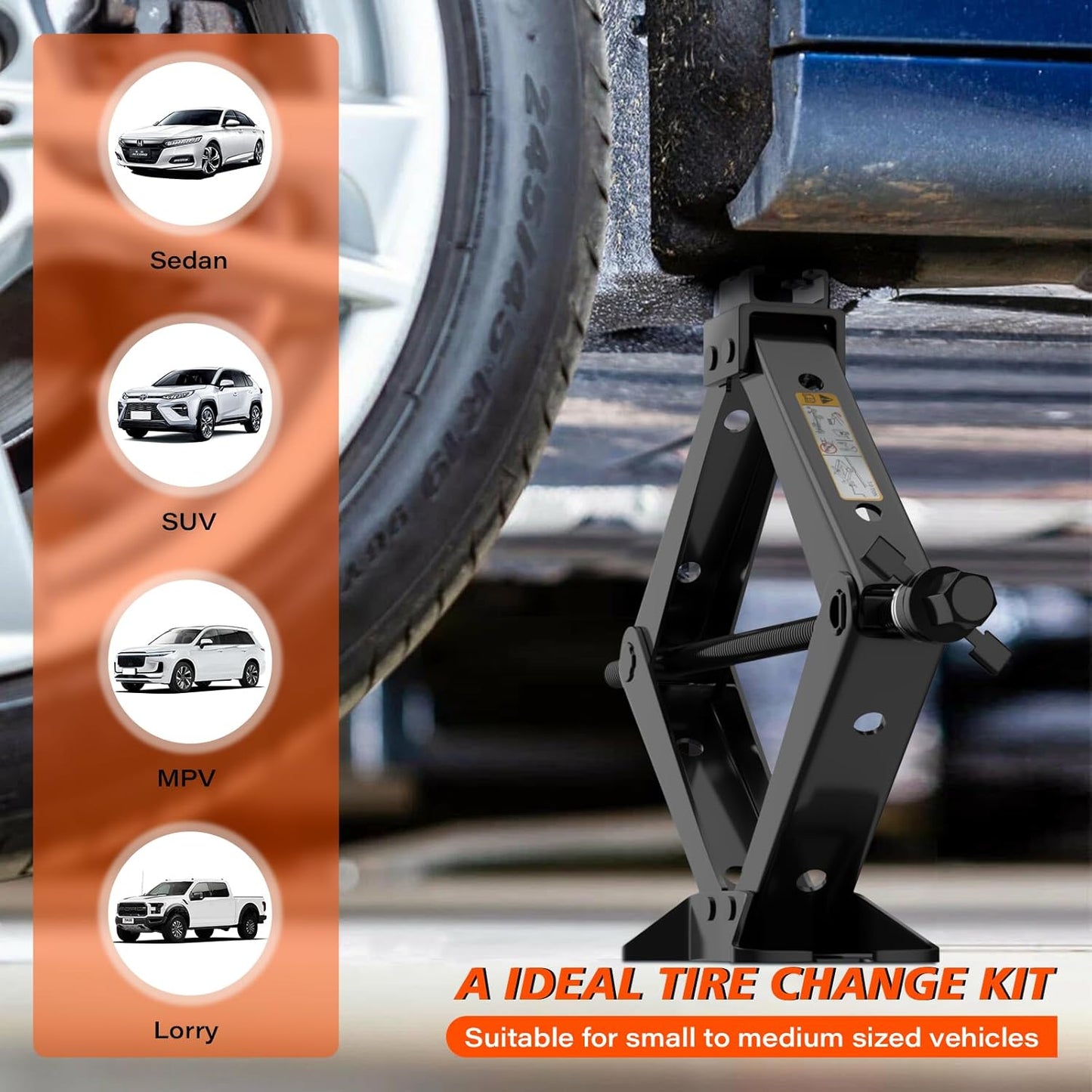 IMAYCC Scissor Jack for Car/SUV/MPV - Heavy Duty 3.0 Ton (6614 lbs) Car Jack kit with Hand Crank Trolley Lifter, Portable Emergency Tire Change kit with Wheel Wrench.