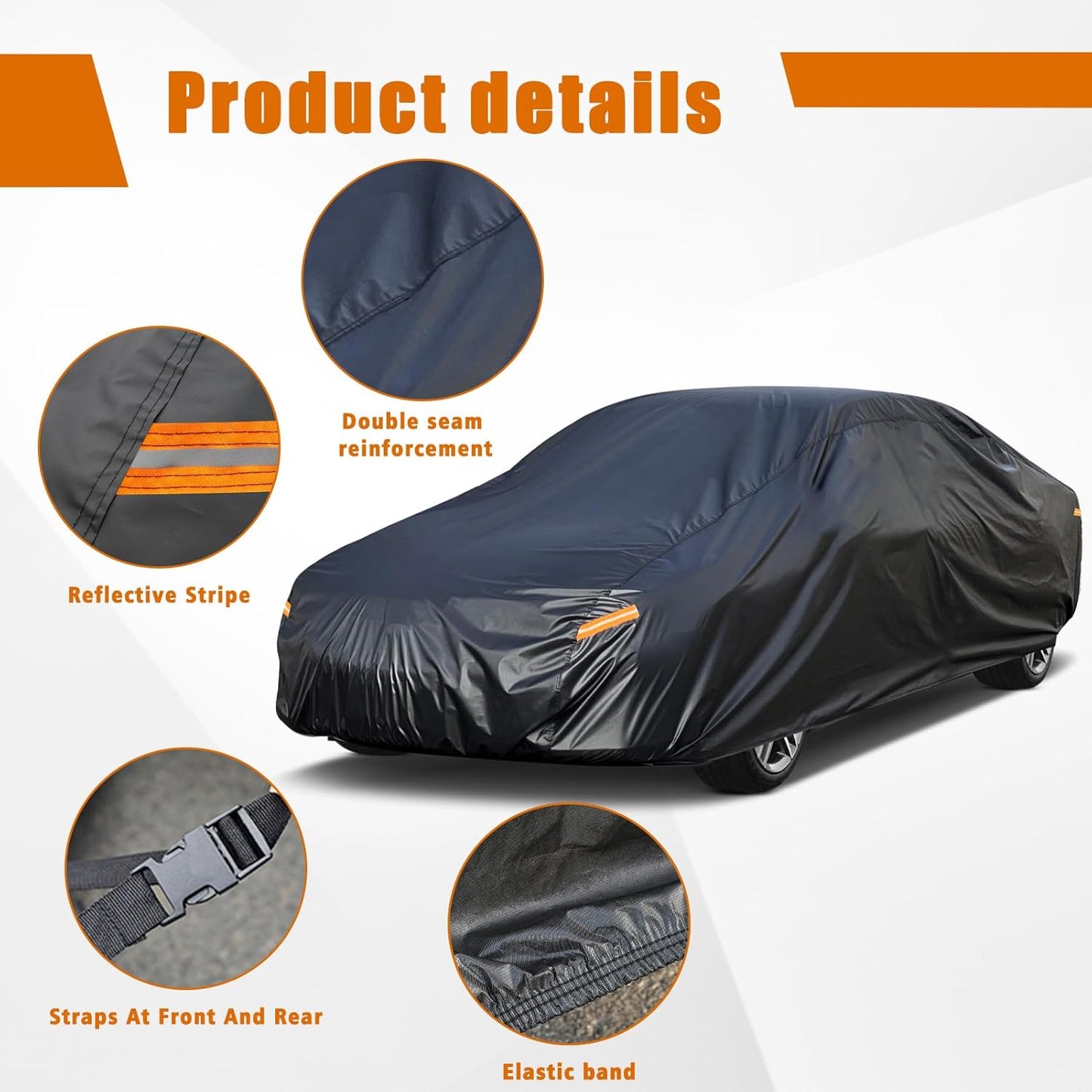 Kayme 7 Layers Car Cover Custom Fit for Ford Mustang/Shelby (1964-2025) Waterproof All Weather for Automobiles, Outdoor Full Cover Rain Sun UV Protection.Black