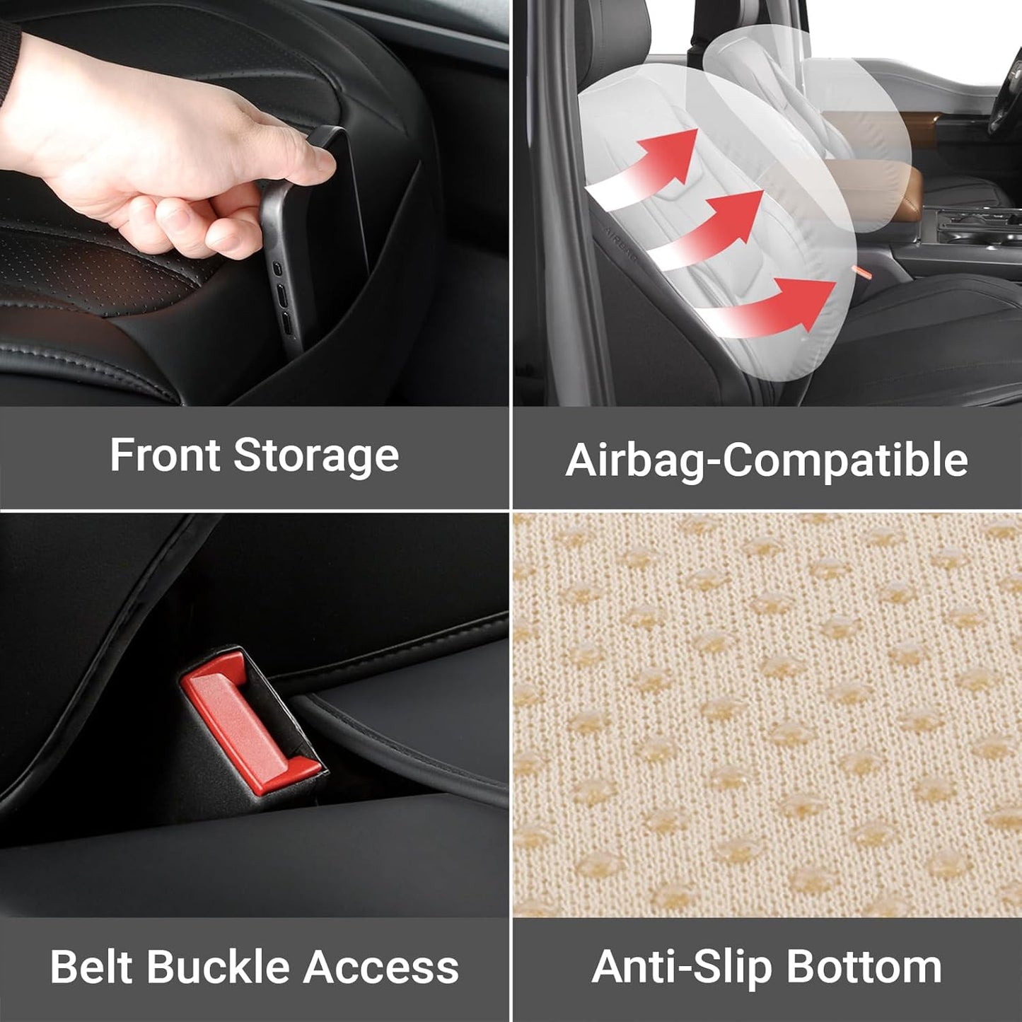 Coverland Custom Car Seat Covers Compatible with 2004-2015 Titan King Cab, Crew Cab - Premium Leather Non-Slip Memory Foam Waterproof Interior Protector Full Set-Black [See Size Chart-Size X146]