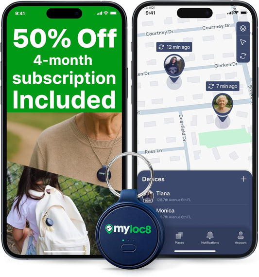 Highly Precise GPS Tracker for Keys, Backpack, Luggage & Kids – Built-in SIM, SOS Button - Smart Tag with Real-Time Tracking, Waterproof, iOS & Android Locator Device (4 Months Subscription incl)