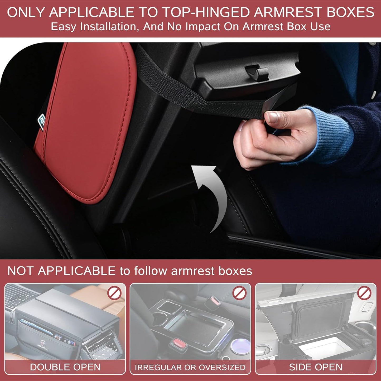 5 in 1 Car Armrest Storage Box for Center Console, Armrest Cushion Cover for Car with 2 Cup Holders Storage Bags, Tissue Box, Phone Slot, Premium Memory Foam with Nappa Leather, 14.2*7.9*2.8in, Black