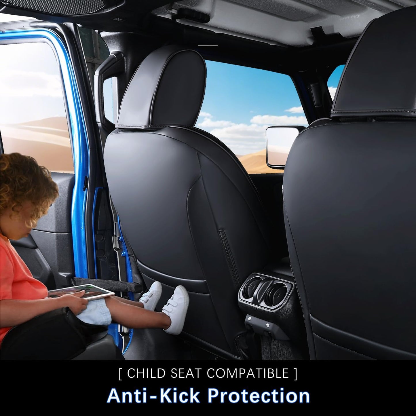 Jeep Gladiator Seat Covers - Premium Quality Faux Leather, Waterproof, Scratch-Resistant, Custom Fit for Jeep Gladiator 2025, 2024, 2023, 2022, 2021, 2020 (Pure Black)