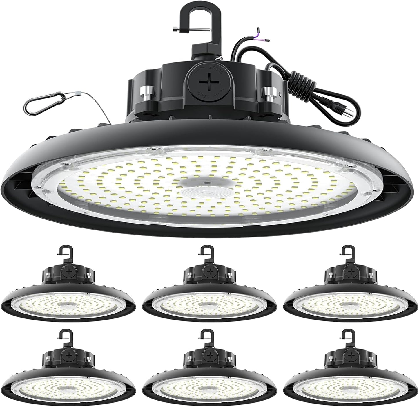 High Bay Lights 180W LED UFO Light LED Shop Lights 32400 LM 6000K IP65 Commercial Bay Lighting Fixture 5ft Cable Plug & Play for Warehouse Factory Garage Workshop Barn 6 Pack
