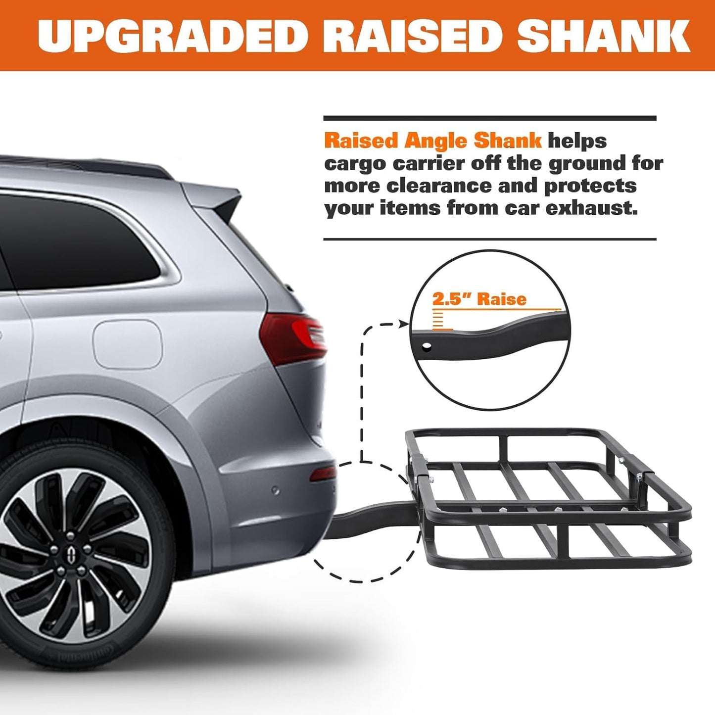 WEIZE Hitch Cargo Carrier Basket for SUV, Truck - 53x19 Inches, 500LB Capacity, with Waterproof Bag, Net Strap, Tightener, Powder Coated for Durability, Easy Installation, for Camping and Travel