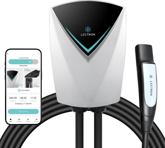 Lectron Tesla (NACS) V-Box Pro Electric Vehicle Charging Station (WiFi) 48 Amp with App Control - Level 2 EV Charger (240V) with NEMA 14-50 Plug/Hardwired Compatible with All Tesla Models S/3/X/Y