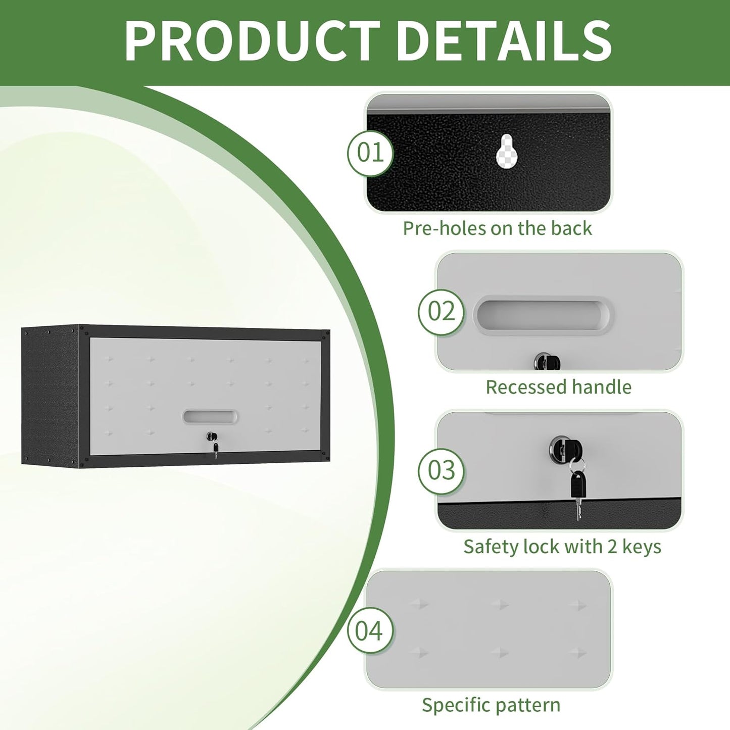 Metal Tool Cabinet,Garage Storage Cabinet System,Wall Cabinet & Locking Rolling Tool Cabinet with Doors and Adjustable Shelves,Steel Tool Cabinets for Home,Office (2 Pcs-StyleAA, Black & Grey)