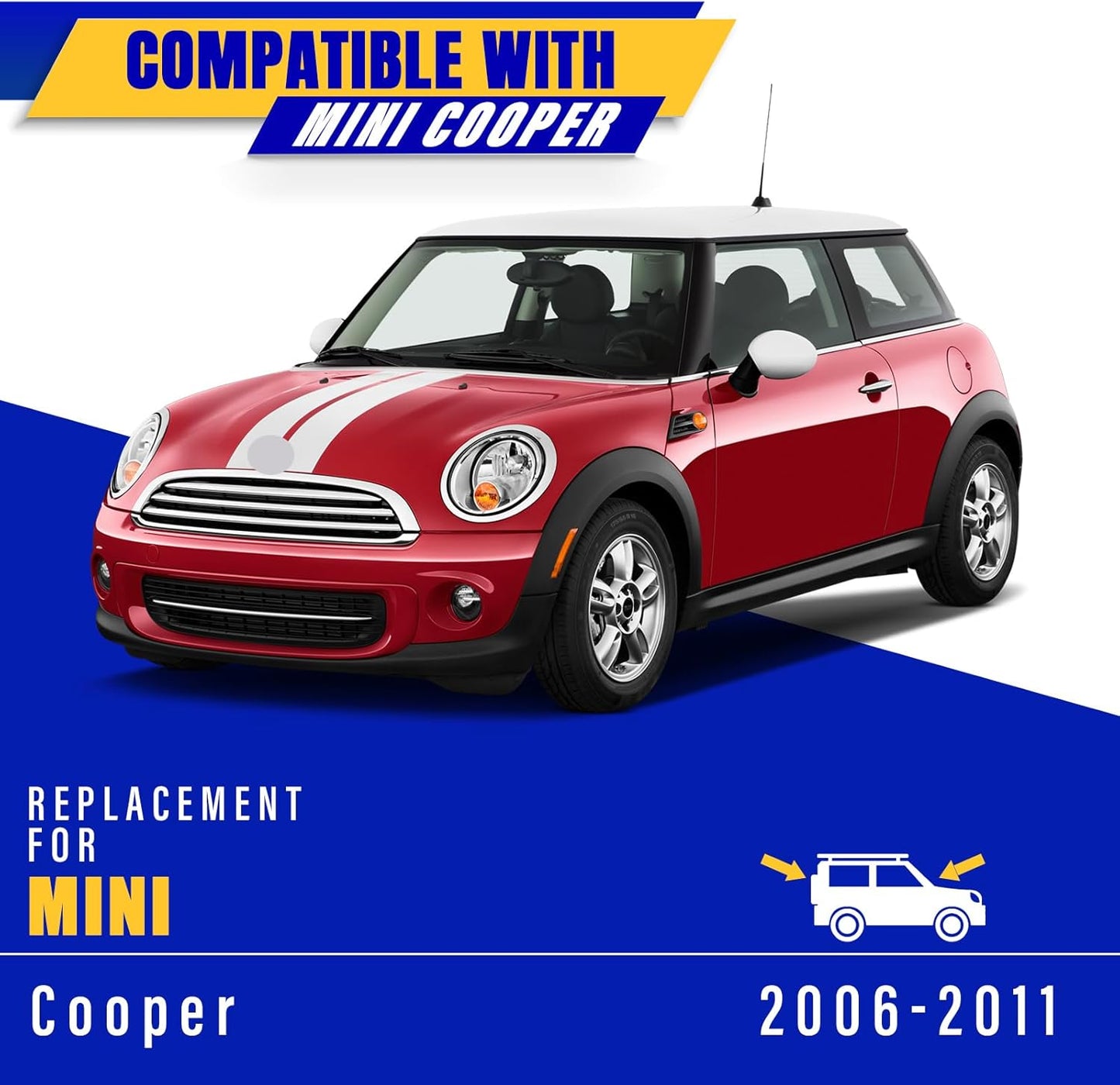 3 wipers Replacement for 2006-2011 Mini Cooper, Windshield Wiper Blades Original Equipment Replacement - 19"/18"/10" (Set of 3) U/J HOOK