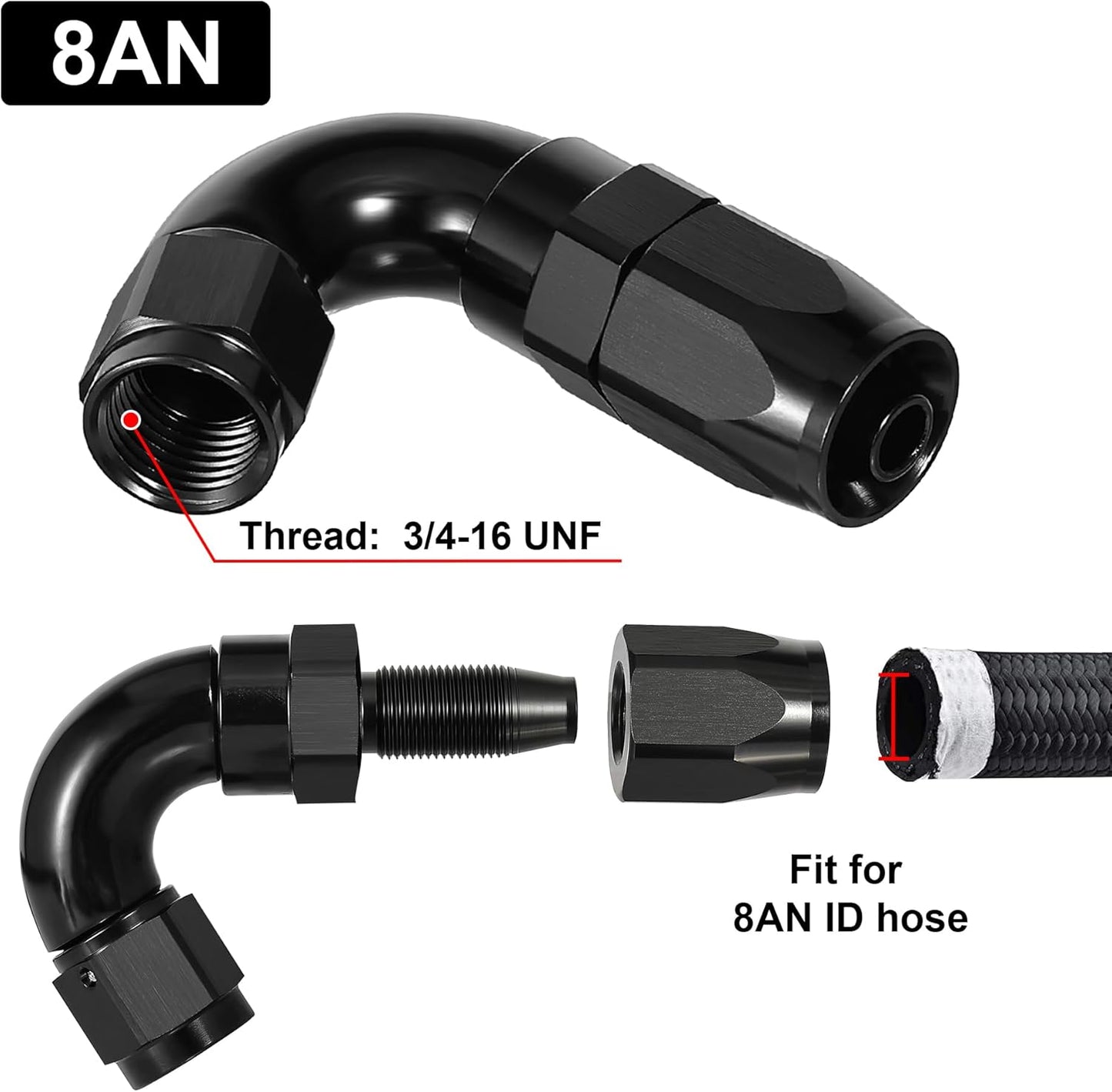 EVIL ENERGY 8AN 120 Degree One Piece Full Flow Hose End Fitting Swivel For CPE Braided Hose