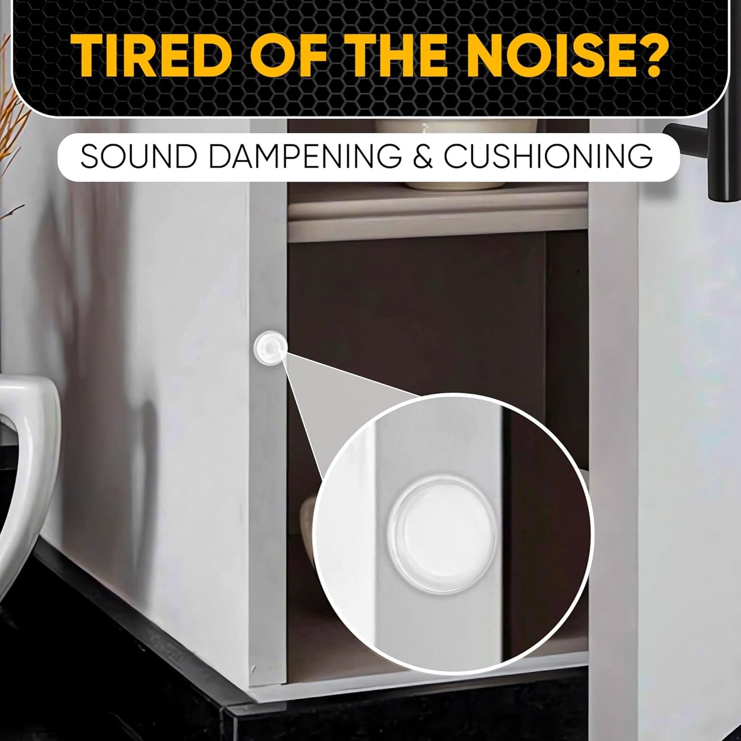 25 Clear Cabinet Door Bumpers - 1/2” Diameter White Self Adhesive Pads, Stoppers, Rubber Bumpers for Drawers, Cupboards, Cutting Boards, Glass Tops, Picture Frames, Kitchen Furniture by Vellax