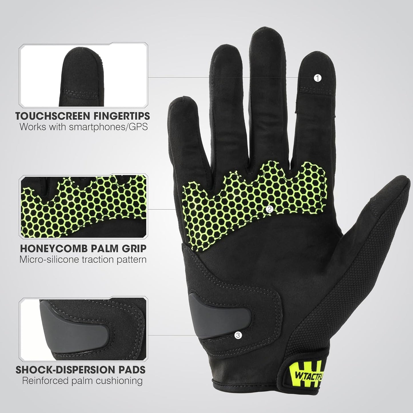 WTACTFUL Lightweight Motorcycle Gloves for Men, Touchscreen Summer Breathable Gloves for Motocross Casual Riding