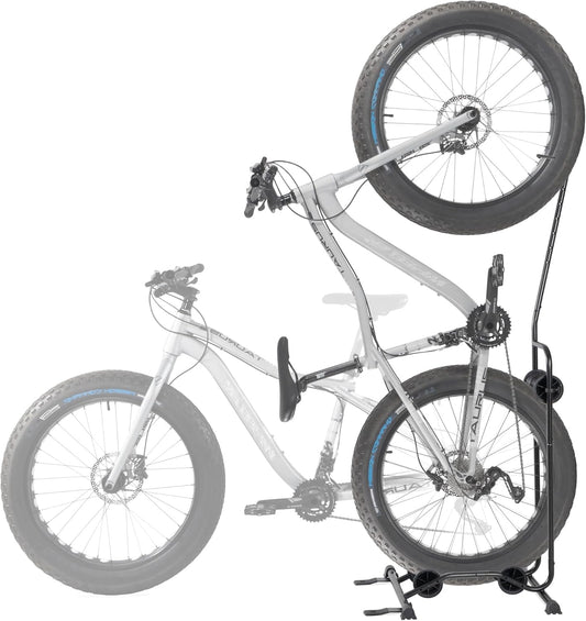 CyclingDeal Upright Bike Stand - Premium Quality Vertical & Horizontal Adjustable Bicycle Floor Parking Rack - for Storing MTB Road Bikes - up to 29” Wheel Size - for Fat Bike - 1 Bike