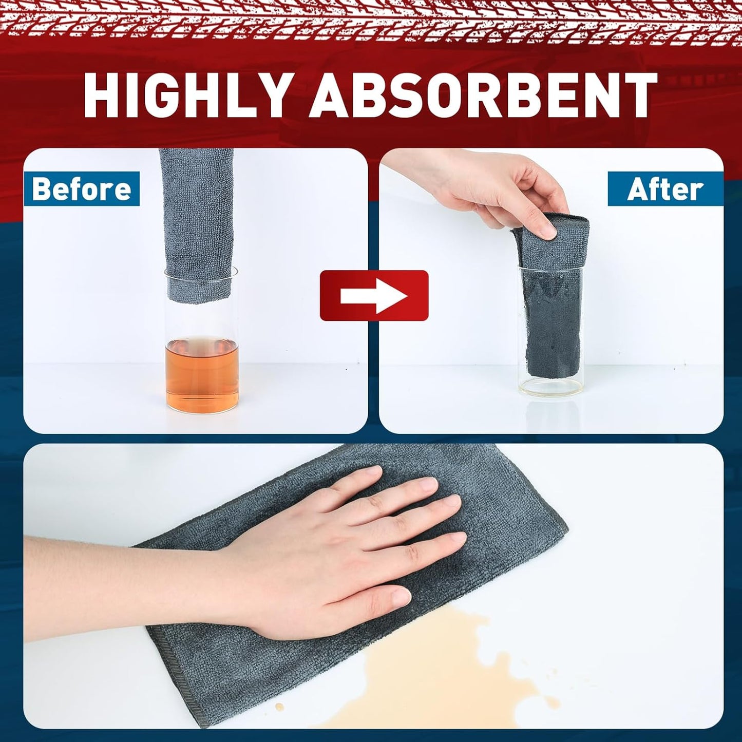 Microfiber Cleaning Cloths Bulk-50 Pack, Gray Microfiber Towels for Cars, Ultra Absorbent Microfiber Towel Weave Grime & Liquid for Streak-Free Mirror Shine - Car Washing Cloth