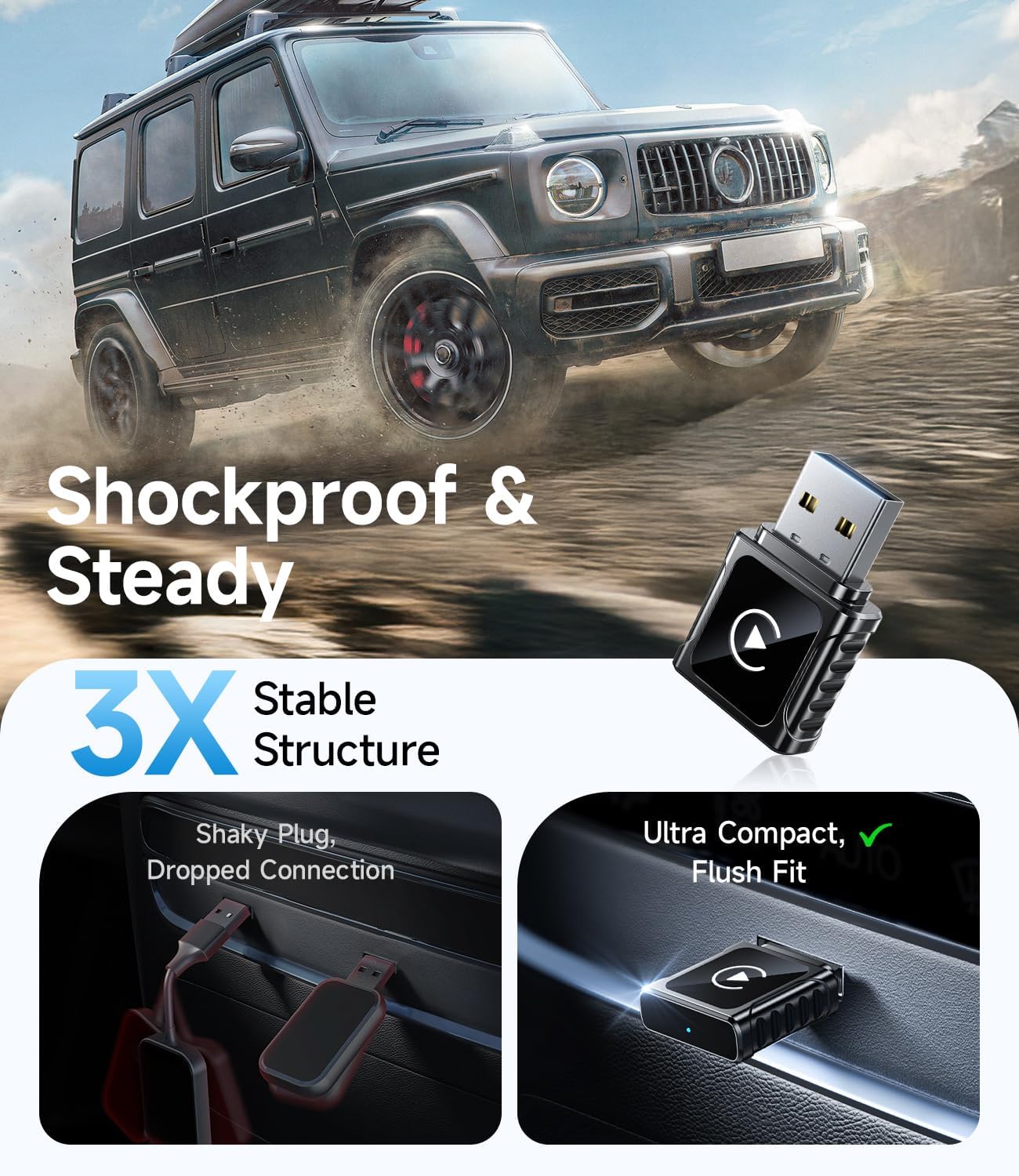 JDG Wireless CarPlay Adapter, Converts Wired CarPlay to Wireless, for Cars with Built-in Wired Apple Carplay, Super Mini USB Design Car Play Adapter for iPhone, (Black)