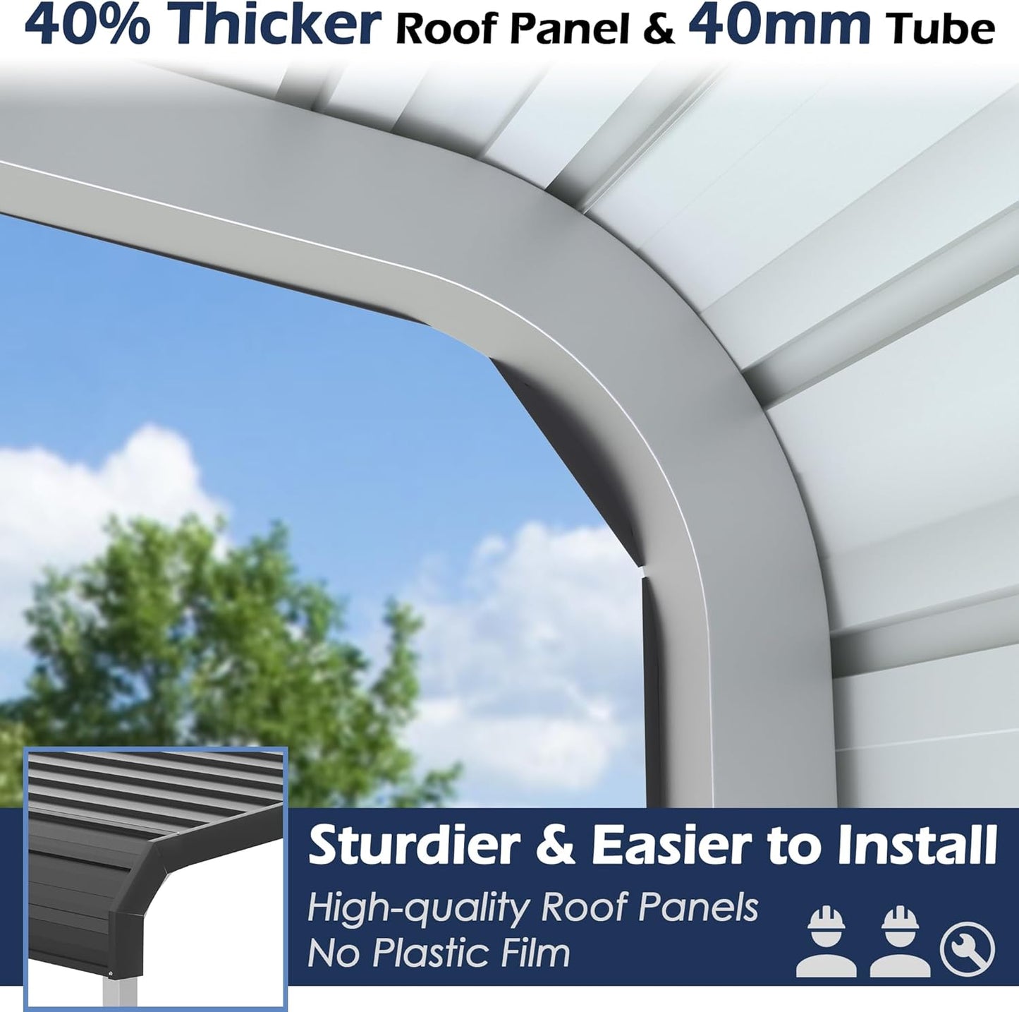 Xilingol 12x20 FT Metal Carport, Heavy Duty Carport Canopy with Galvanized Steel Frame and Roof, Outdoor Storage Shed, Car Tent Garage Shelter for Pickup, Truck, Boat and Tractor, Grey