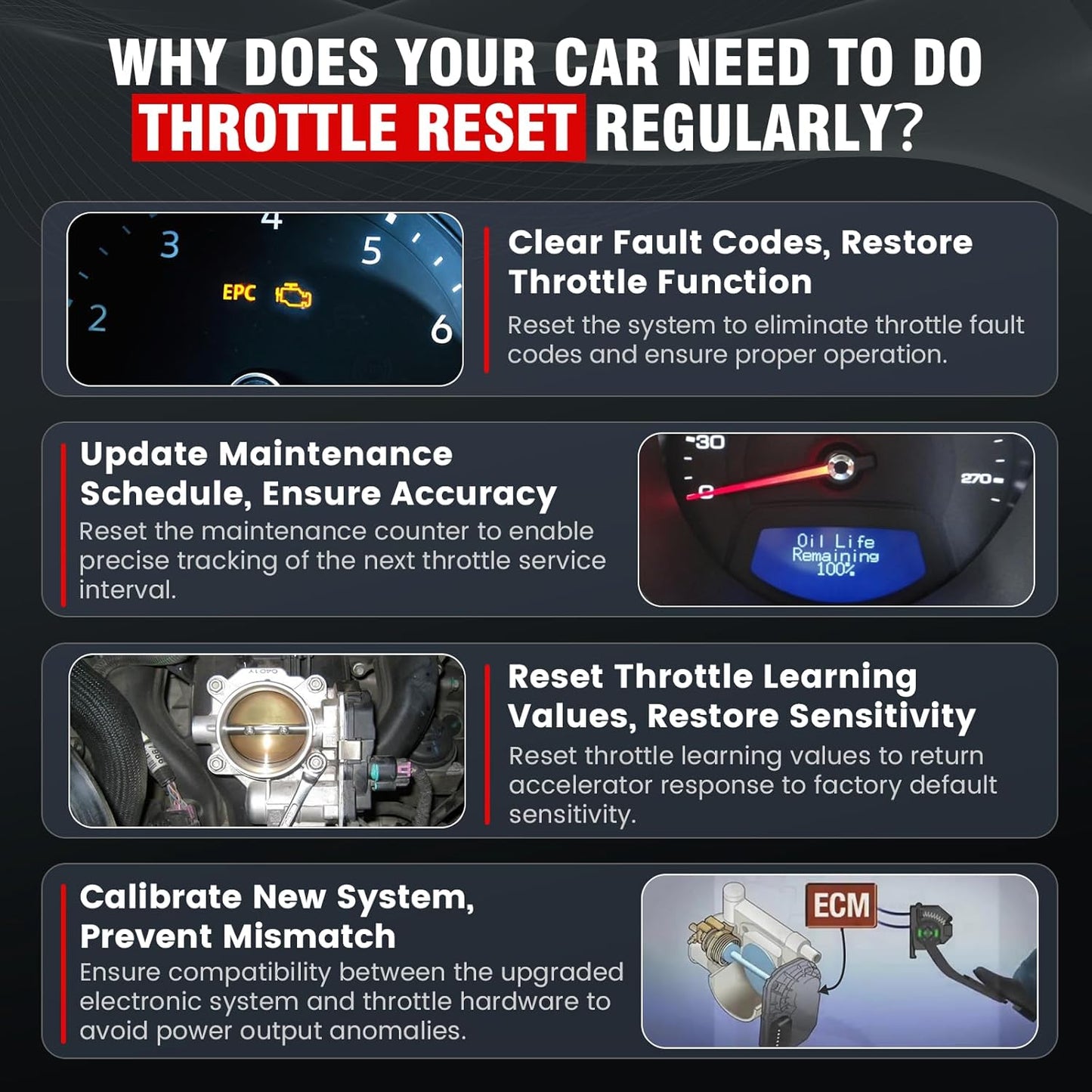 BOSSCOMM IF740 OBD2 Scanner, 4 Systems ABS/SRS/Transmission/Check Engine Code Reader Scan Tool with Oil＆Throttle Resets, Car Scanner Diagnostic Tool for All Cars, Easy to Use, Lifetime Free Update