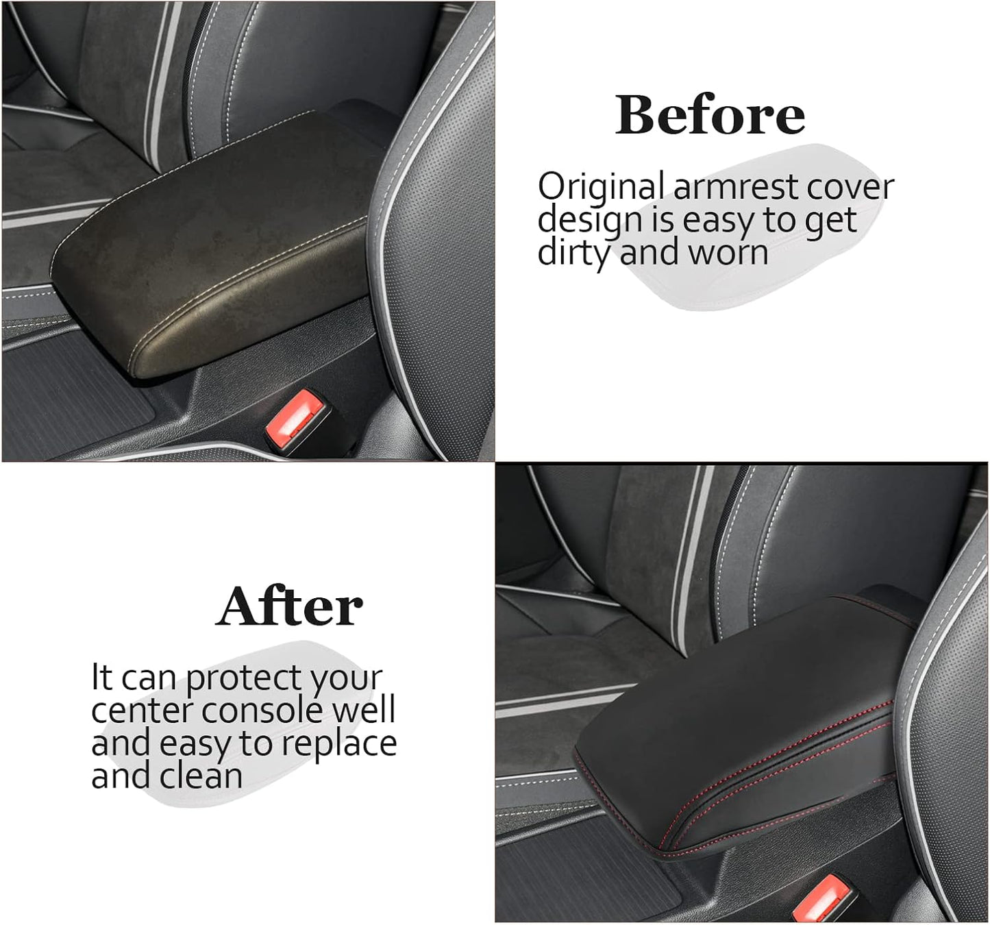 SKTU for 2013-2019 Volkswagen VW Golf 7 MK7 MK7.5 Central Console Armrest Rest Pad 2019 Golf 7 MK7 MK7.5 Center Console Seat Box Cover Protector Automotive Car Center Console Soft Cushion