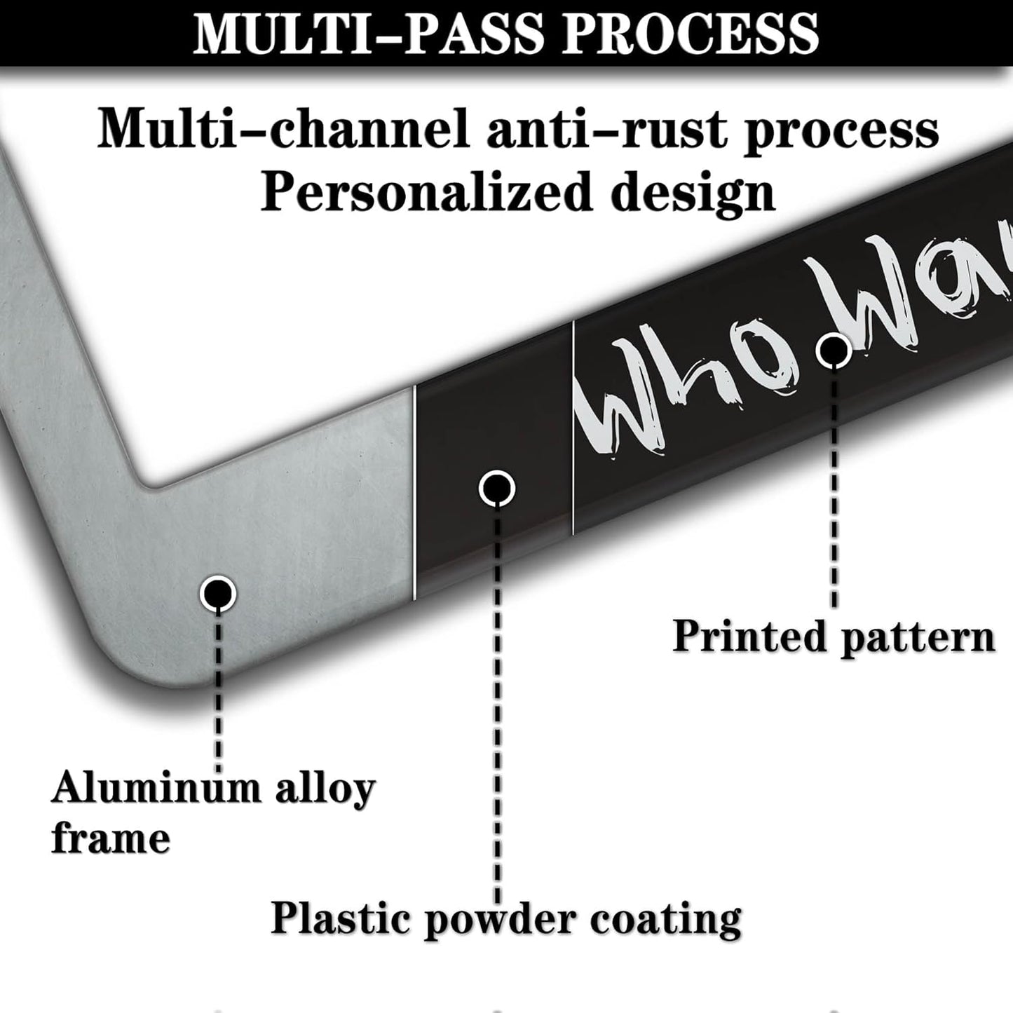 Metal License Plate Frame Black and White License Plate Frames Not All Who Wander are Lost Universal Aluminum Car Accessory 2 Pack with Screw Covers Set