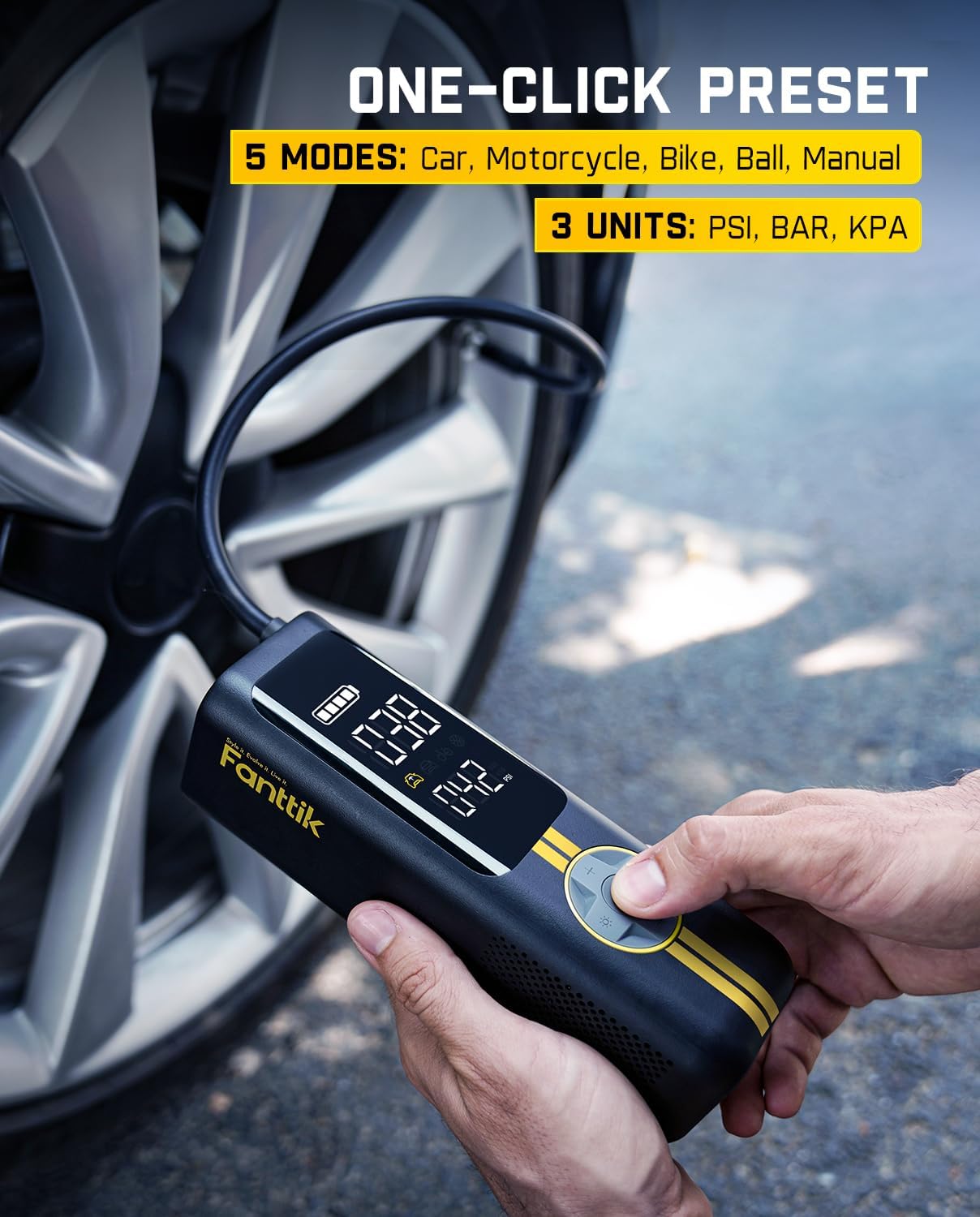 Fanttik X8 APEX EV Tire Inflator Portable Air Pump, 2X Faster Inflation, 150PSI Cordless Air Compressor with Powerful Battery, Fits Electric Cars, Cars, Motorcycles, Bikes, Balls