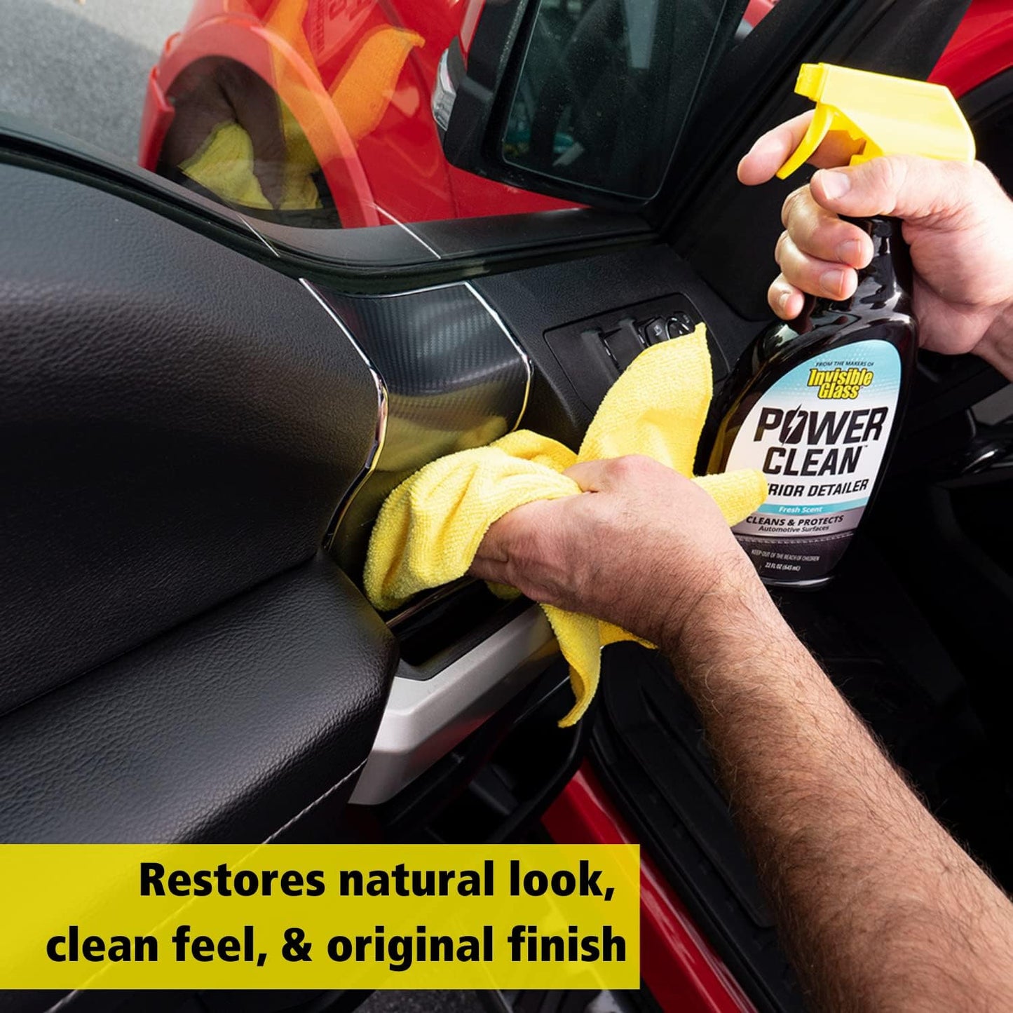 Invisible Glass 92024 Power Clean Automotive Interior Detailer Cleaner Protectant and Conditioner to Restore Interior Surfaces Prevent Fading, 22 Fl Oz, Pack of 1