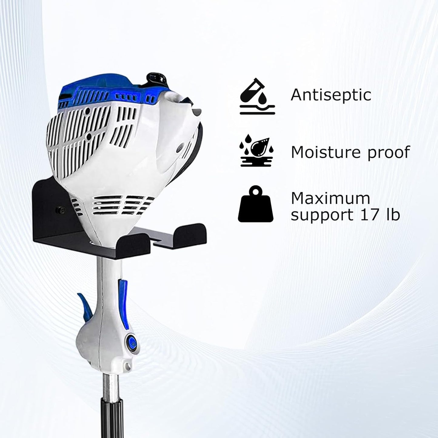 2 Pack Heavy Duty Weed Eater Hanger Wall Mount, Garage Organizer Trimmer Rack for Grass Trimmer Wall Mounted, Black Power Tool Hanger Storage Rack, Weed Wacker Hooks for Garage