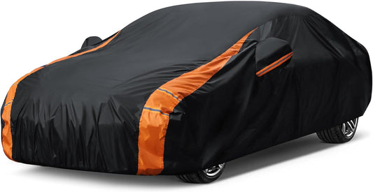 in Full Exterior Sedan Car Cover All Weather, Waterproof, UV Resistant, Dustproof, and Snowproof Fit Toyota Corolla/Prius, Honda Civic, Kia Forte, Nissan Sentra etc.Size A3