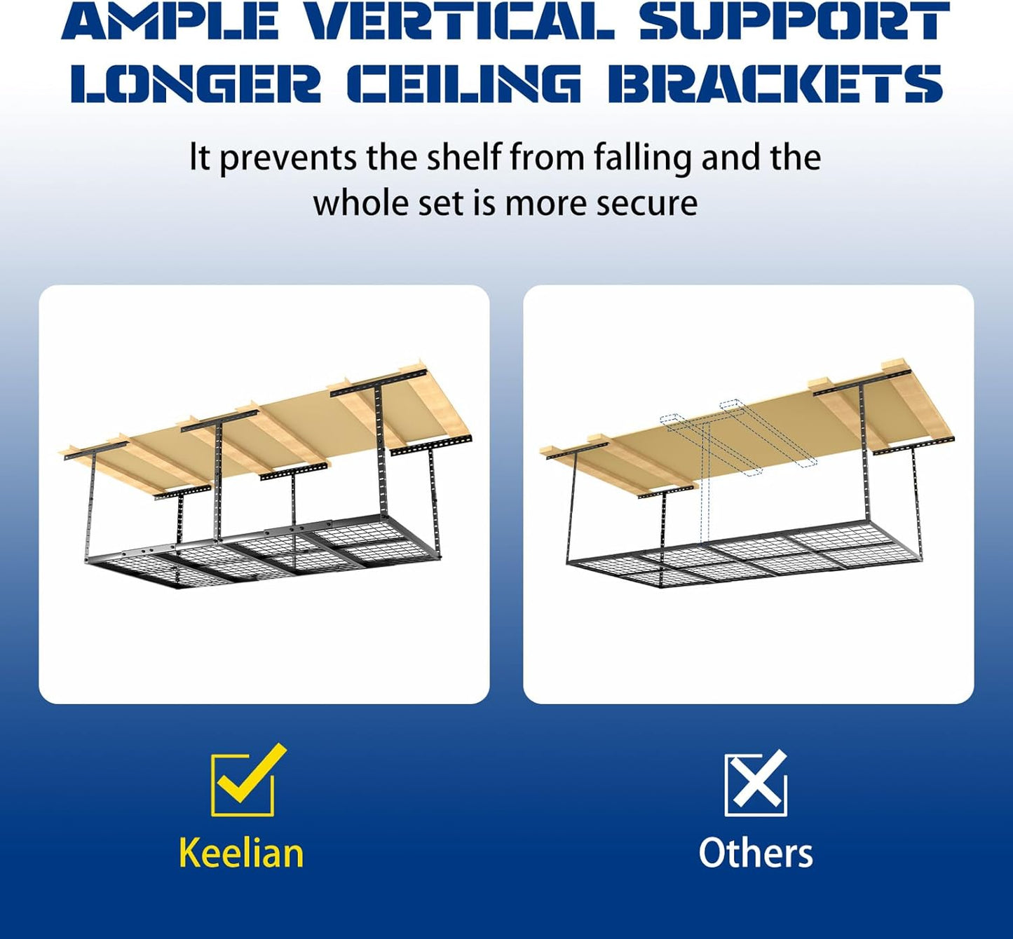 Heavy-Duty 3x8 Overhead Garage Storage Rack with Adjustable Ceiling Shelving with 600lbs Weight Capacity，22 lbs per Hook, Steel Hanging Organizer for Tools, Bins & Bikes Black