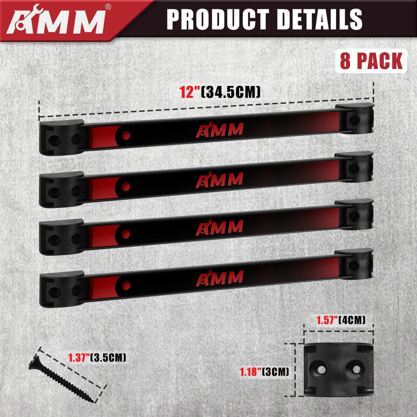 AMM 8PCS Magnetic Tool Holder Strip, 12" Heavy Duty Tool Organizer Magnetic Strip with Mounting Screws, Tool Magnet Bar for Tool Storage, Garage Organization