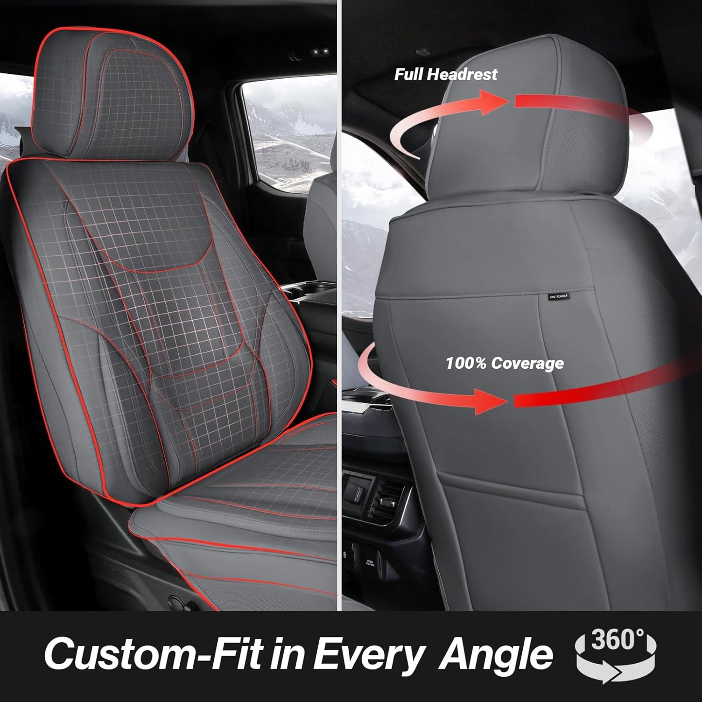 Coverland Custom Car Seat Covers Compatible with Frontier Crew Cab, King Cab - Premium Leather Non-Slip Memory Foam Waterproof Custom Interior Protector Full Set-Dark Gray [See Size Chart-Size X137]