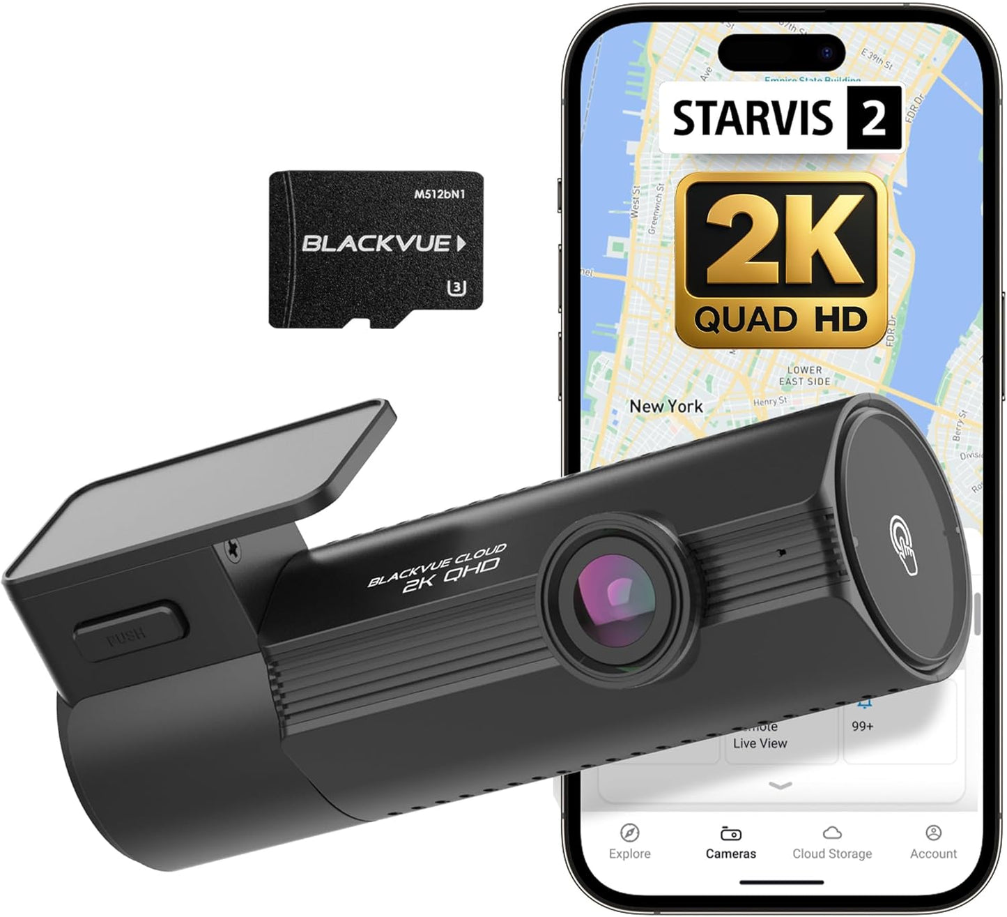 BlackVue Elite 8-1CH Dash Cam – 2K QHD Front Camera with STARVIS 2 Sensor, HDR, Smart Parking Mode, Power Saving, Event Detection, GPS, G-Sensor, USB-C Installation(512GB)