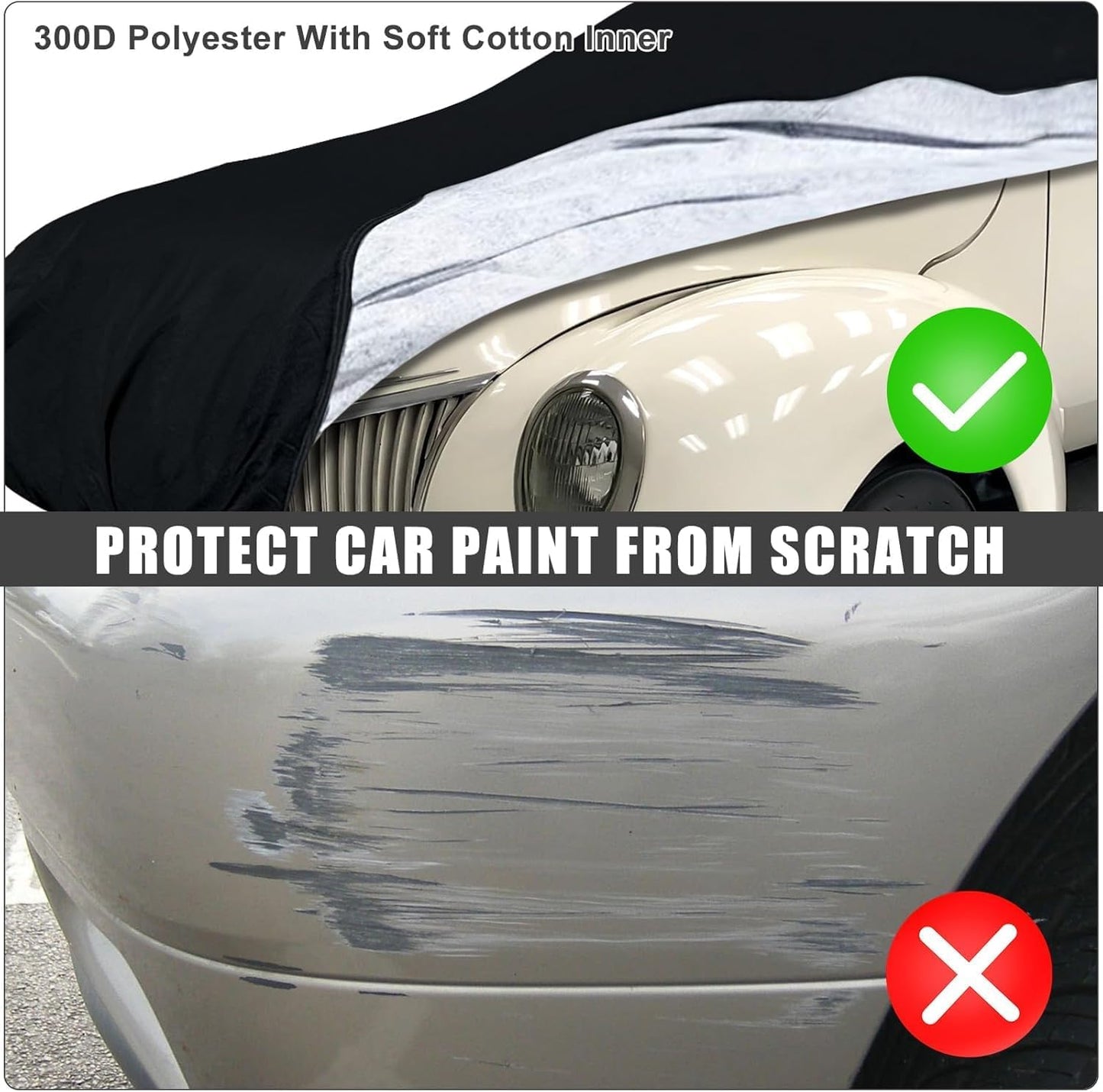 Waterproof Car Cover Compatible with Chevrolet El Camino 1964-1967 & 1978-1987 300D All Weather Classic Car Covers with Zipper Door Reflective Strips Lock for Snow Rain Dust