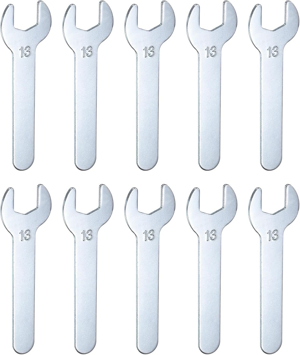 HARFINGTON 10pcs Small Wrench Open End Wrench 13x87x2mm Metric U-Shaped Single Open Ended Spanner Super Thin Small Flat Head Galvanizing Wrench for Automotive Repair Furniture Assembly