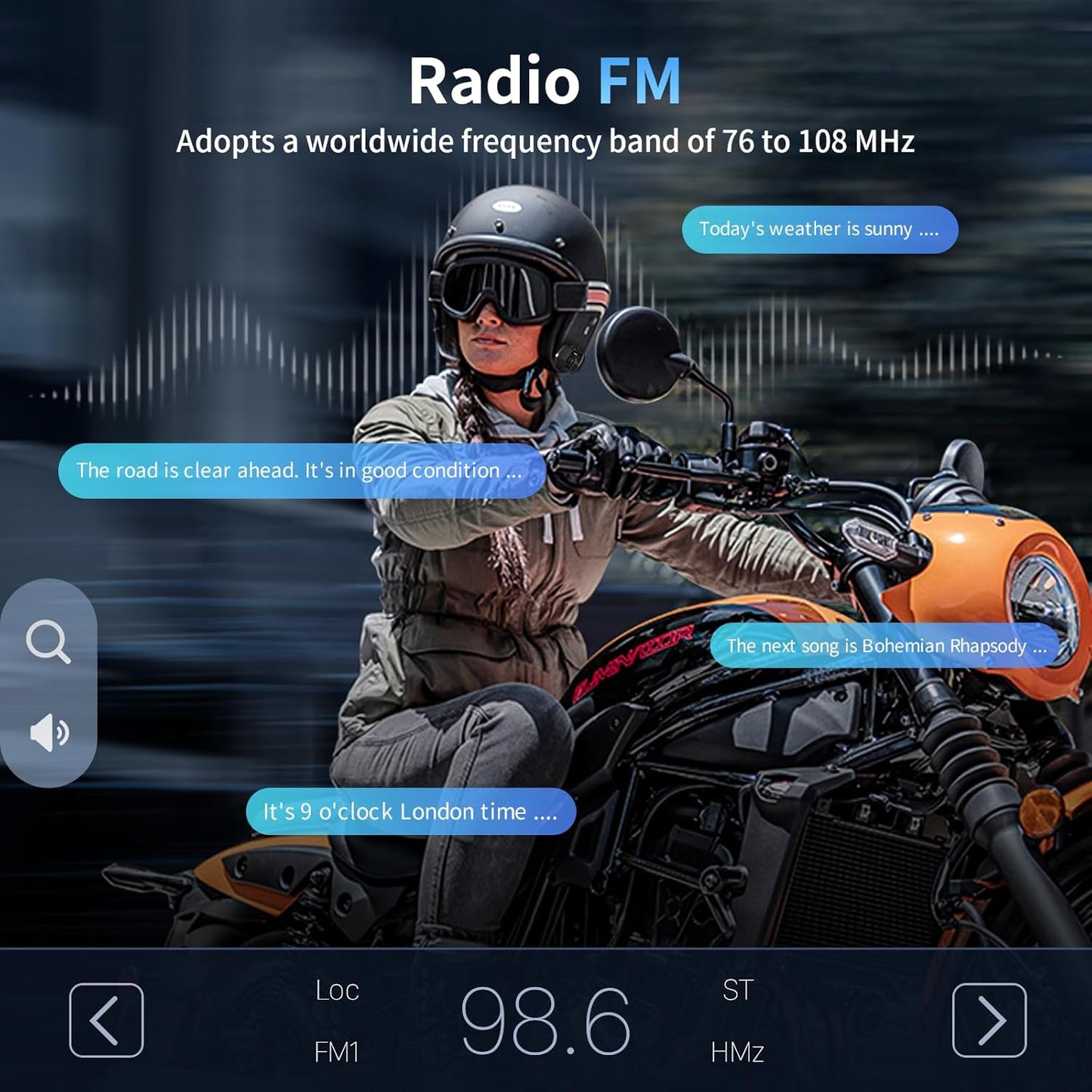 Fodsports M1-S Air Motorcycle Bluetooth Headset with Music Sharing, 4-Way Motobike Intercom, 1000 m Group Helmet Communication System, Quick Pairing/FM Radio/Handsfree/Stereo Music(1 Pack)