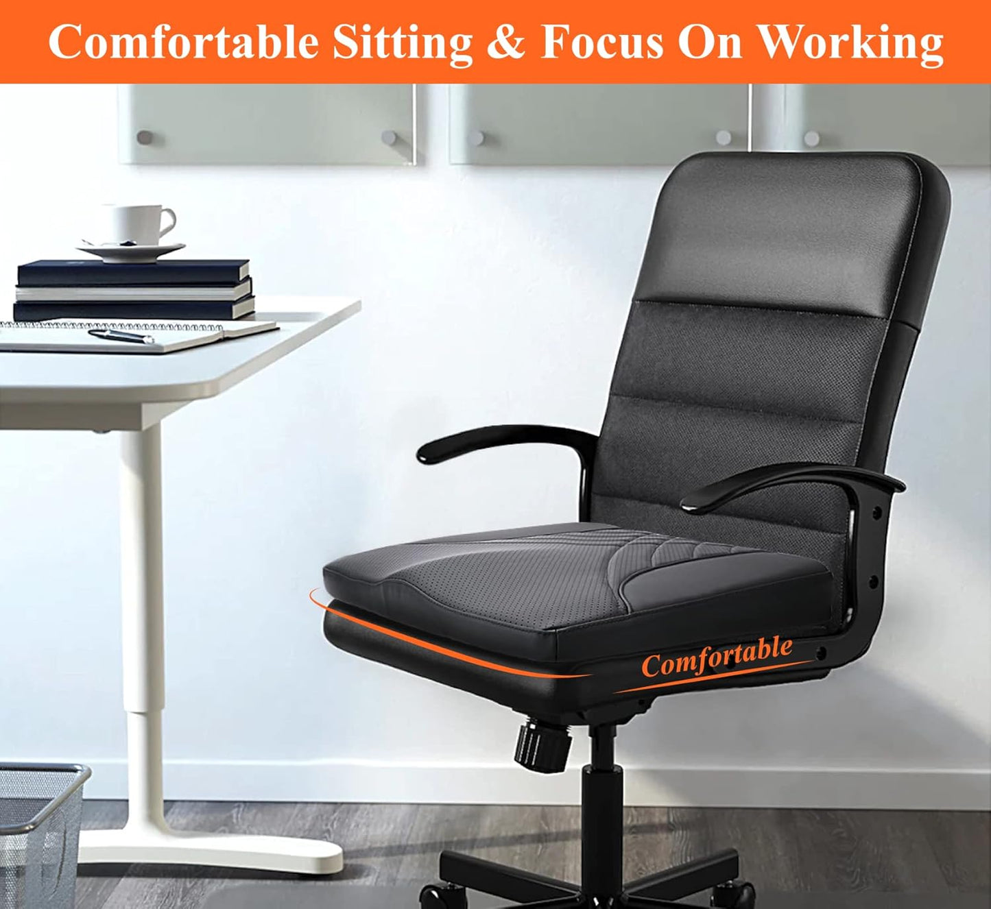 kingphenix Premium Car Seat Cushion, Memory Foam Driver Seat Cushion to Improve Driving View- Coccyx & Lower Back Pain Relief - Seat Cushion for Car, Truck, Office Chair (Black)