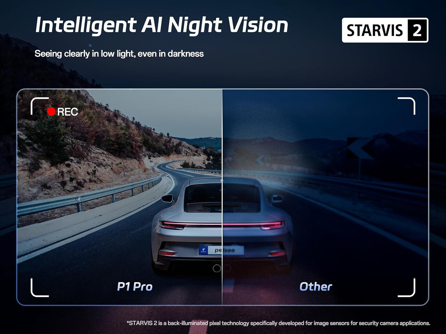 Pelsee P1 Pro Dash Cam Front and Rear, STARVIS 2 Sensor, 4K Dual Dash Camera for Cars with Full-Color Night Vision, HDR WDR, ADAS, GPS, WiFi & Voice Control, 24H Parking Mode, 3.39" Screen, 64GB Card