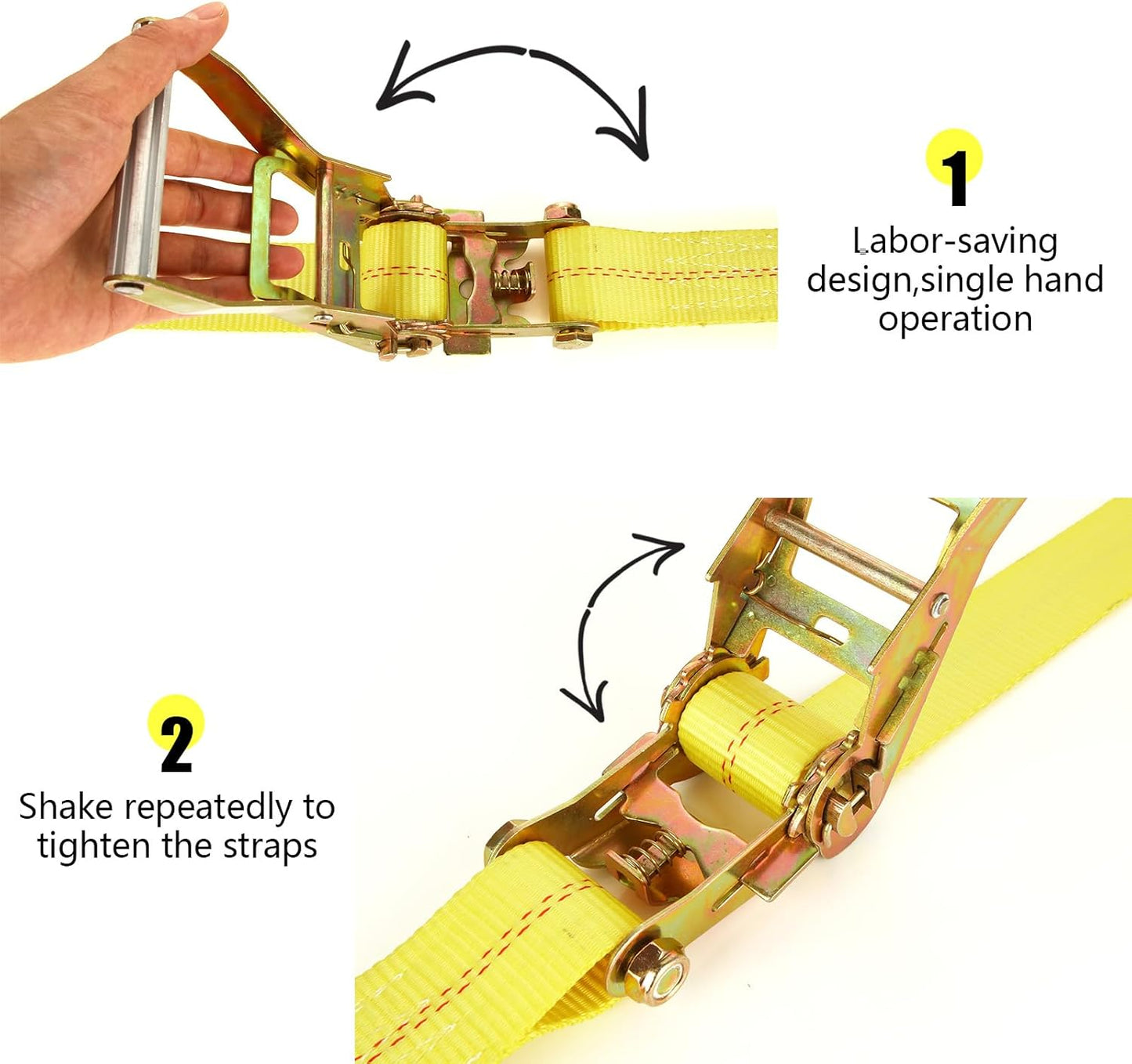 4 Pack 2 Inch Ratchet Straps Heavy Duty 16ft Tie Down Straps Ratchet with Double J Hook, 10000 LBS Break Strength, Cargo Ratchet Straps for Moving, Truck, Trailers, Motorcycles, Kayaks, Car Roof