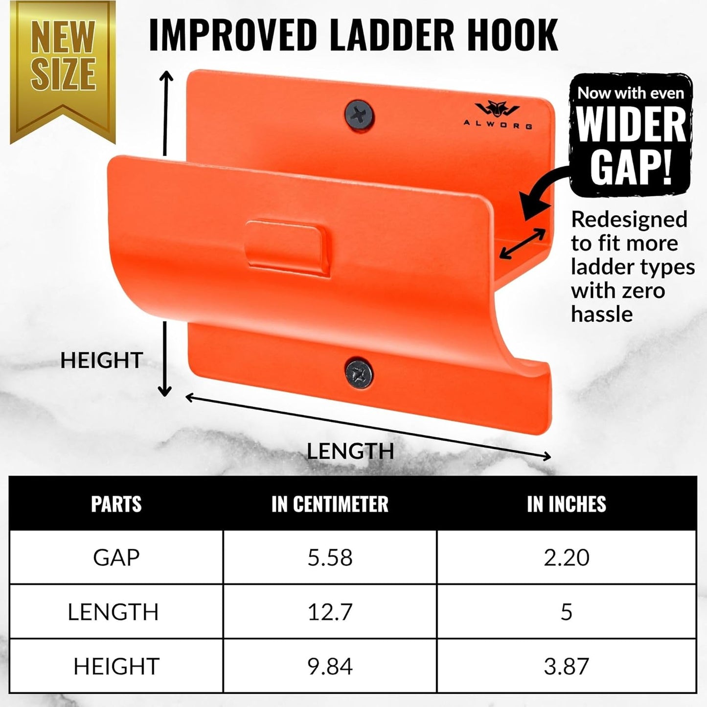 Orange Garage Storage Hooks - Heavy Duty Ladder Wall Mount, Wheelbarrow Hanger, Tool Holder, Hanging Brackets for Ladders, Folding Chairs