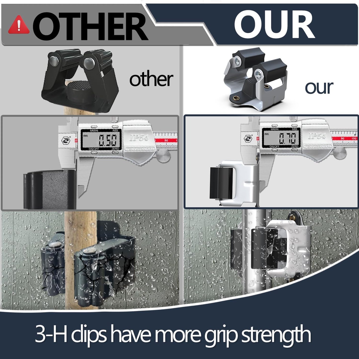 3-H 6 Pack Mop and Broom Holder Big Size Hanging 1 KG Extra,Broom Holder Wall Mount for Hanging and Organizing Shove Rake Yard Tools in Kitchen Shed Laundry Room Bathroom Garden(black)