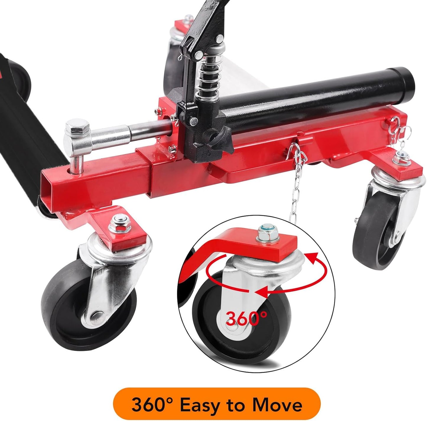2 Pcs Car Wheel Dolly with Hydraulic Tire Jack, 1500LBS Capacity Trailer Dolly for Vehicle Positioning for Truck RV Trailer, Red