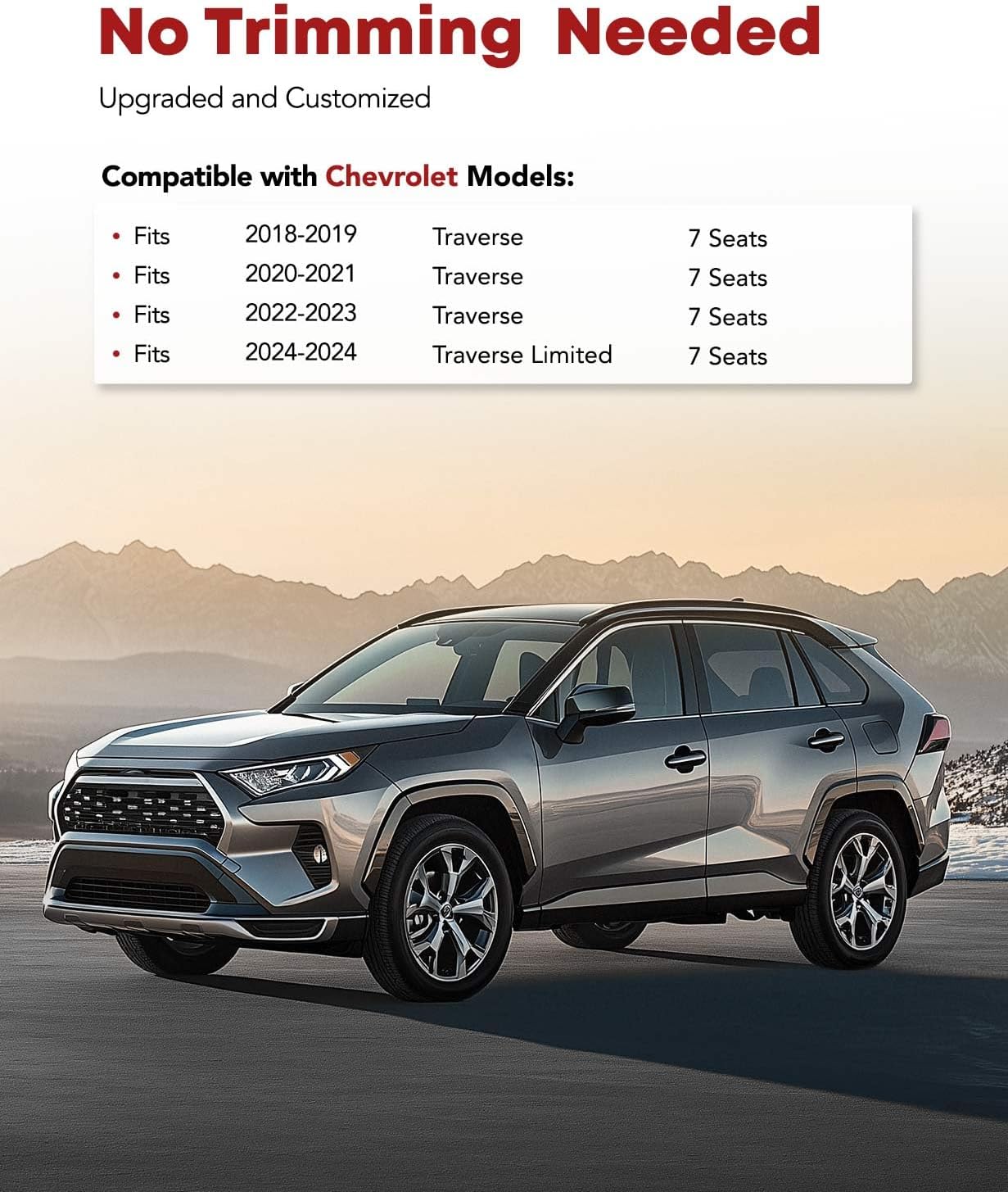 YHTAUTO Floor Mats Compatible with 2018-2024 Chevrolet Traverse 7 Seats with 2nd Row Bucket Seats, TPE All Weather Car Mats Waterproof Anti-Slip Odorless Floor Liner 1st & 2nd & 3rd Row